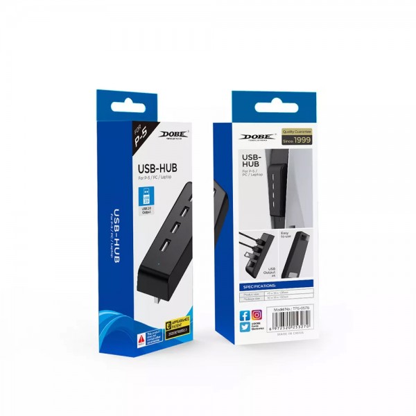 USB HUB DOBE 2.0 (USB хаб) чотири USB-A 2.0 роз'єми для консолі Sony PlayStation 5: PS5 Disk Drive version / PS5 Digital Edition (моделі 2020 року)