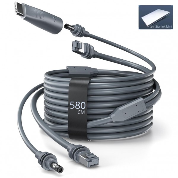 Кабель DC+ Ethernet / DC + Ethernet + USB Type-C 100W PD - 5.8м для терміналу Starlink Mini (CS-252)