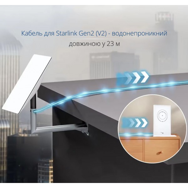 Змінний дата кабель (23 м) для супутникової системи, роутера Starlink Gen2 (V2) Cable 75 ft (CS-254)