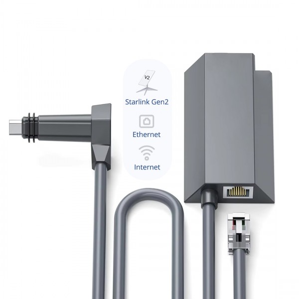 Ethernet мережевий адаптер для Starlink Gen2 (V2) + LAN/LAN кабель (1м) / RJ45 перехідник (CS-255)