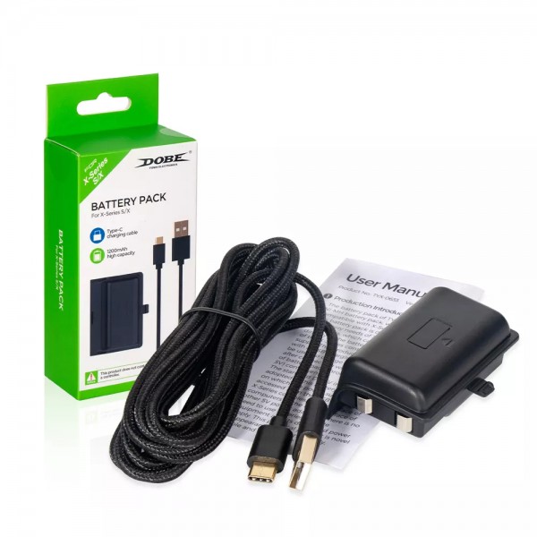 Аккумуляторная батарея 1200 mAh и зарядный кабель DOBE 3м USB / USB Type-C для геймпада Microsoft Wireless Controller консоли Xbox Series X / Xbox Series S