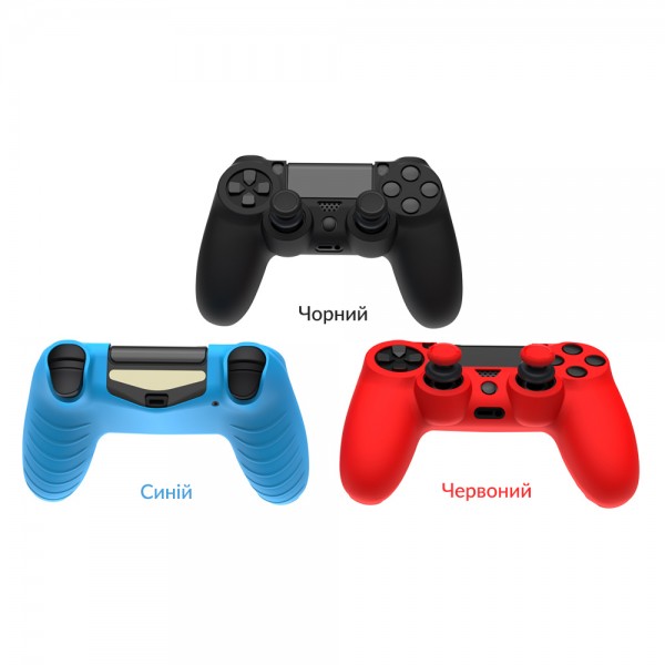 Силіконовий захисний червоний чохол та накладки на стіки (thumb grips) DOBE для геймпада DualShock 4 консолі Sony PlayStation 4 (PS4 PRO/PS4 Slim/PS4 Fat)