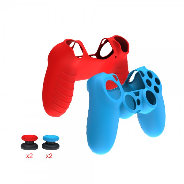Силіконовий захисний синій чохол та накладки на стіки (thumb grips) DOBE для геймпада DualShock 4 консолі Sony PlayStation 4 (PS4 PRO / PS4 Slim / PS4 Fat)