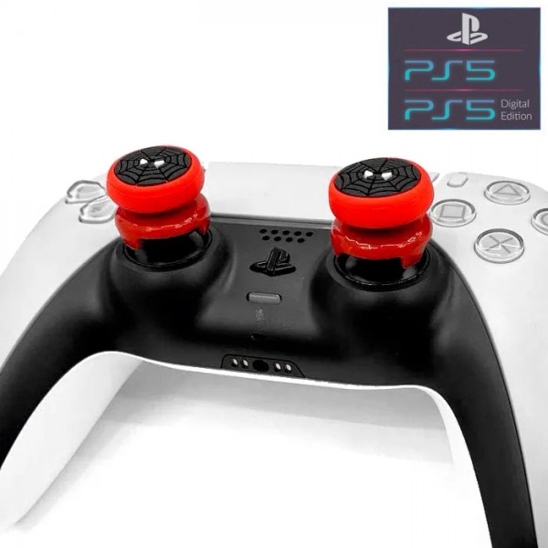Силіконові накладки на стіки Spider-Man (Thumbstick) - 2шт для геймпаду DualSense консолі PlayStation 5 (PS5 / PS5 Slim / PS5 Pro), DualShock PlayStation 4 (PS4 PRO/PS4 Slim/PS4 Fat)