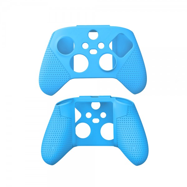 Силіконовий захисний синій чохол-кейс DOBE для геймпаду Microsoft Wireless Controller консолі Xbox Series S | X, дві накладки на стіки (thumb grips)
