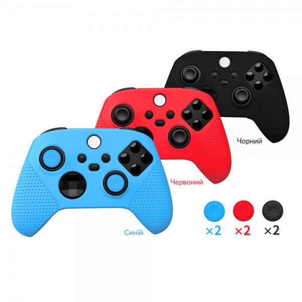 Силіконовий захисний синій чохол-кейс DOBE для геймпаду Microsoft Wireless Controller консолі Xbox Series S | X, дві накладки на стіки (thumb grips)