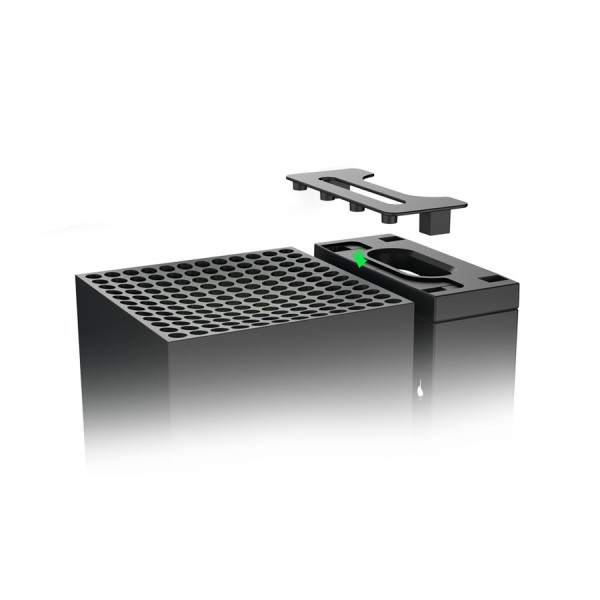 Мультифункциональная вертикальная подставка OIVO для игровой приставки-консоли Xbox Series X, зарядная станция с аккумулятором 1300mAh для геймпада Microsoft Wireless Controller с LED подсветкой статуса зарядки, 14 слотов для дисков