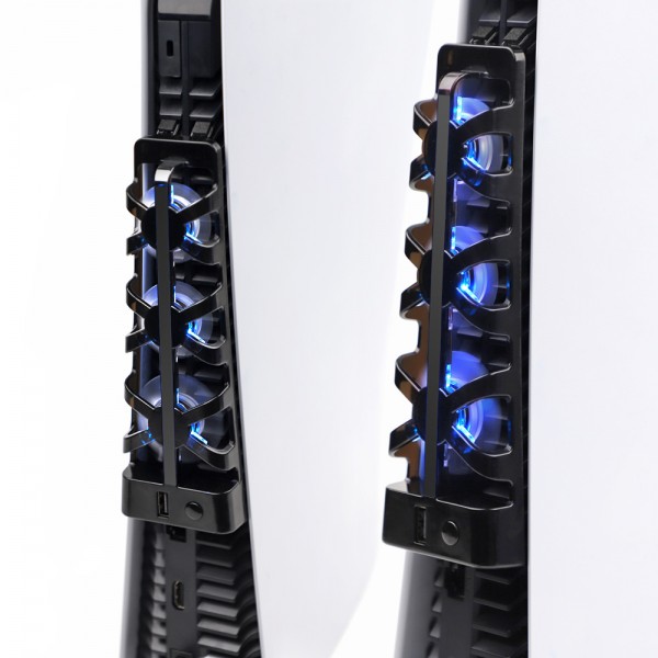 Подставка с тремя охлаждающими кулерами DOBE с отводом тепла для игровой приставки-консоли Sony PlayStation 5 (PS5 / PS5 Digital Edition) с LED подсветкой