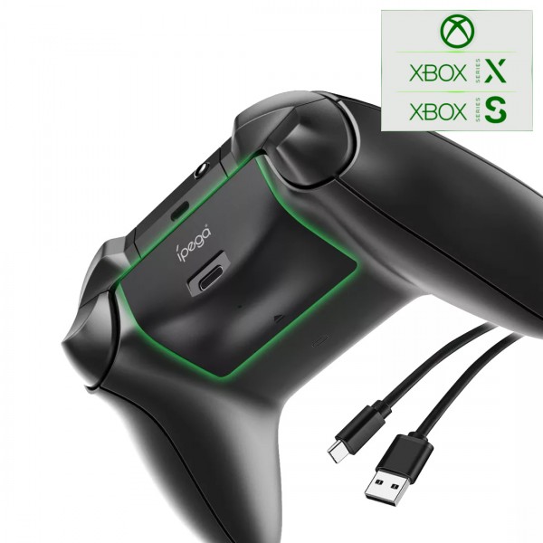 Акумуляторна батарея 1000 mAh і зарядний кабель ipega USB Type-C/USB для геймпада Microsoft Wireless Controller ігрової консолі Xbox Series S/Xbox Series X з LED підсвічуванням