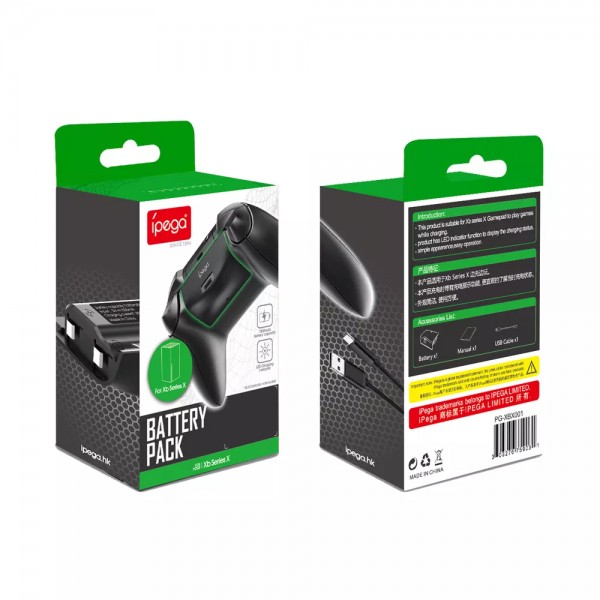 Акумуляторна батарея 1000 mAh і зарядний кабель ipega USB Type-C/USB для геймпада Microsoft Wireless Controller ігрової консолі Xbox Series S/Xbox Series X з LED підсвічуванням