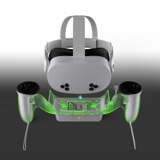 Зарядна док-станція DOBE з двома акумуляторними батареями 2000 mAh для VR окулярів віртуальної реальності Meta Oculus Quest 2 / 3 / 3S | контролера Touch Plus з LED підсвічуванням статусу зарядки