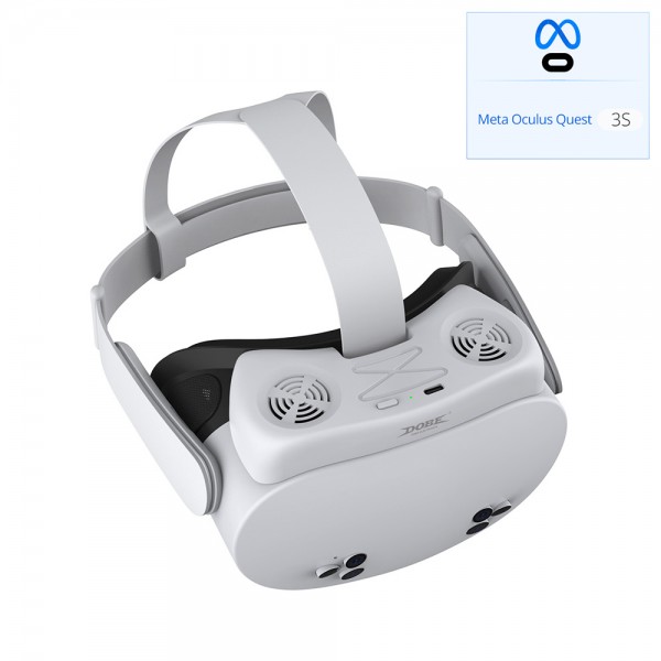 Маска - накладка DOBE на обличчя + Охолоджувальні вентилятори для VR шолома окулярів віртуальної реальності Meta Oculus Quest 3S / Захист від поту / Skin Friendly матеріали / Дві змінні подушечки