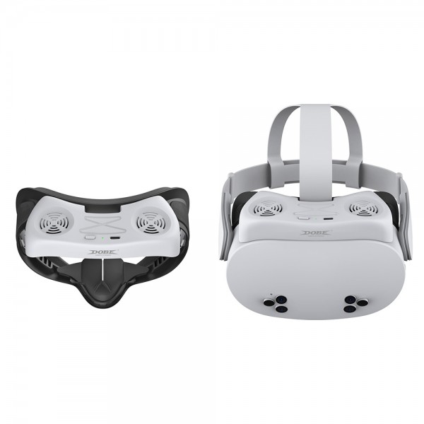 Маска - накладка DOBE на обличчя + Охолоджувальні вентилятори для VR шолома окулярів віртуальної реальності Meta Oculus Quest 3S / Захист від поту / Skin Friendly матеріали / Дві змінні подушечки
