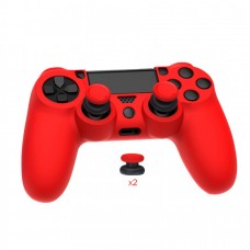 Силіконовий захисний червоний чохол та накладки на стіки (thumb grips) DOBE для геймпада DualShock 4 консолі Sony PlayStation 4 (PS4 PRO/PS4 Slim/PS4 Fat)