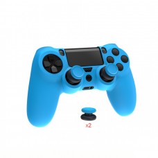 Силіконовий захисний синій чохол та накладки на стіки (thumb grips) DOBE для геймпада DualShock 4 консолі Sony PlayStation 4 (PS4 PRO / PS4 Slim / PS4 Fat)