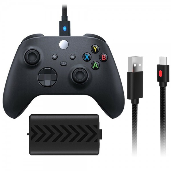 Акумуляторна батарея 1200 mAh та зарядний кабель DOBE 3м USB/USB Type-C для геймпаду Microsoft Wireless Controller консолі Xbox Series S | X з LED підсвічуванням статусу заряджання