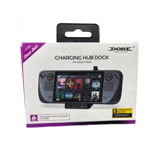 Зарядна док станція DOBE підставка для консолі Valve Steam Deck (OLED) + USB HUB (3 роз'єми USB-A) + Підтримка дротового (DualSense PS5/DualShock PS4/Controller Xbox/Switch Pro) та бездротового (2.4GHz USB-A ресивер) підключення геймпаду джойстика