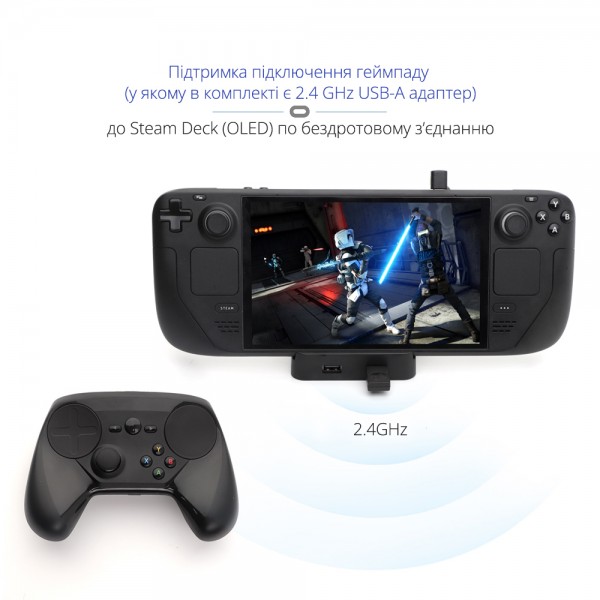 Зарядна док станція DOBE підставка для консолі Valve Steam Deck (OLED) + USB HUB (3 роз'єми USB-A) + Підтримка дротового (DualSense PS5/DualShock PS4/Controller Xbox/Switch Pro) та бездротового (2.4GHz USB-A ресивер) підключення геймпаду джойстика