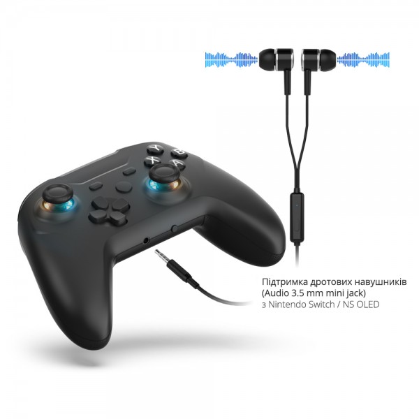 Бездротовий геймпад DOBE (2.4GHz USB-A ресивер, USB Type-C перехідник) для консолі Valve Steam Deck / Nintendo Switch (NS OLED) / ПК, ноутбука / Android / накладки на стіки контролера, джойстика