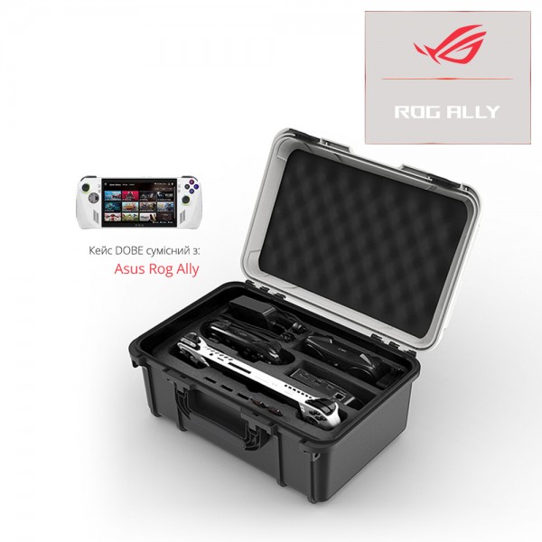 Дорожня сумка-кейс DOBE для перенесення ігрової консолі Asus Rog Ally / Valve Steam Deck (OLED) / Nintendo Switch (NS OLED) / геймпад / док станція / кабелі приставки / блок живлення / ігрові картриджі