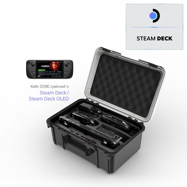 Дорожня сумка-кейс DOBE для перенесення ігрової консолі Asus Rog Ally / Valve Steam Deck (OLED) / Nintendo Switch (NS OLED) / геймпад / док станція / кабелі приставки / блок живлення / ігрові картриджі
