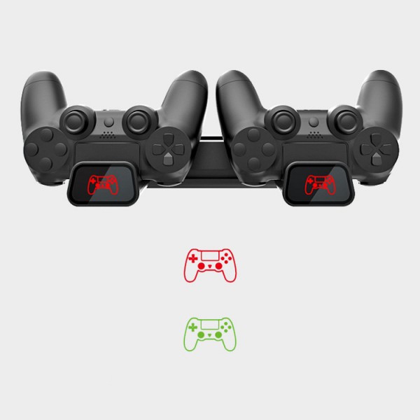 Мультифункціональна вертикальна підставка DOBE для Sony PlayStation PS4 PRO / PS4 Slim / PS4 Fat з охолоджувальними кулерами / зарядна станція для двох геймпадів DualShock 4 з LED підсвічуванням / підставка під 10 дисків