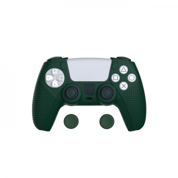 Силіконовий зелений захисний чохол і накладки на стики (thumb grips) DOBE для геймпада DualSense консолі Sony PlayStation 5 (PS5 / PS5 Digital Edition)