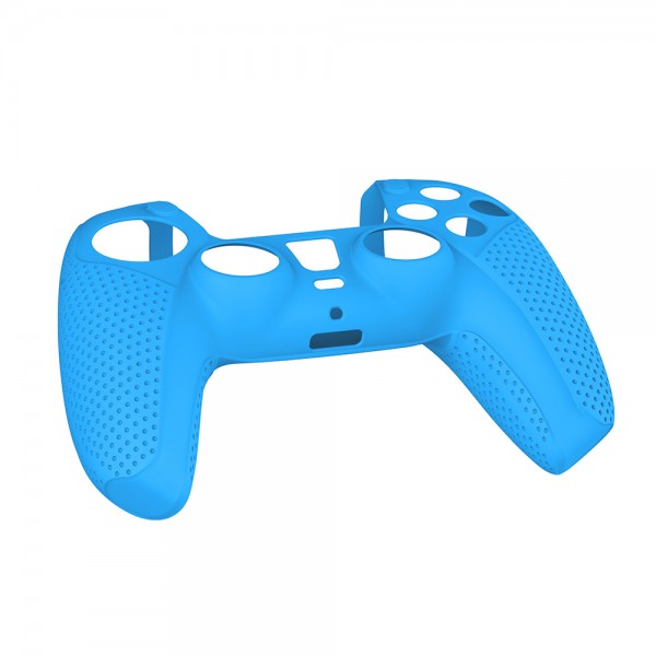 Силиконовый защитный синий чехол и накладки на стики (thumb grips) DOBE для геймпада DualSense консоли Sony PlayStation 5 (PS5 / PS5 Digital Edition)
