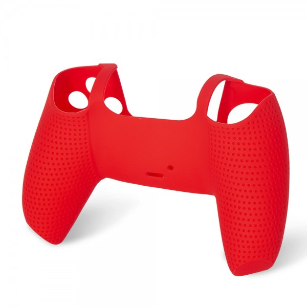 Силиконовый защитный красный чехол и накладки на стики (thumb grips) DOBE для геймпада DualSense консоли Sony PlayStation 5 (PS5 / PS5 Digital Edition)