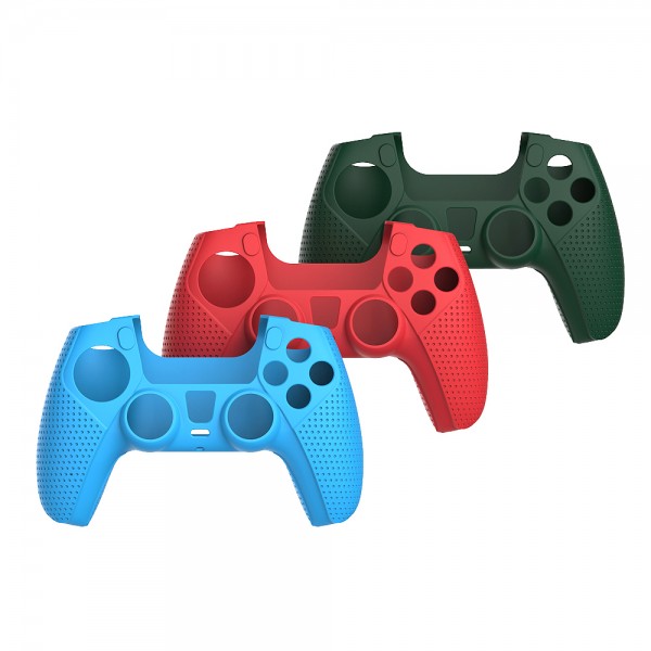 Силиконовый защитный зеленый чехол и накладки на стики (thumb grips) DOBE для геймпада DualSense консоли Sony PlayStation 5 (PS5 / PS5 Digital Edition)