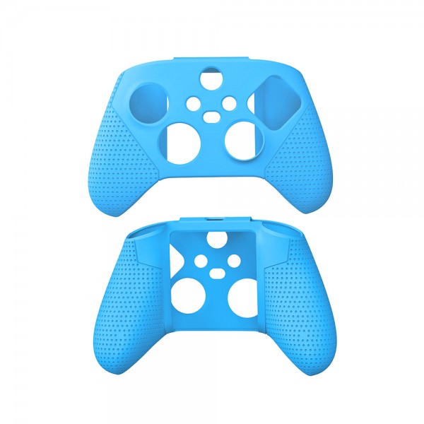 Силиконовый, защитный синий чехол-кейс DOBE для геймпада Microsoft Wireless Controller консоли Xbox Series S | X, две накладки на стики (thumb grips)
