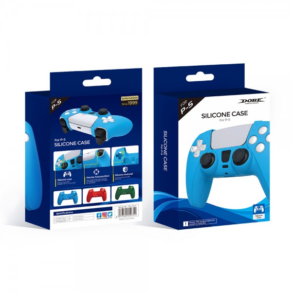 Силиконовый защитный синий чехол DOBE для геймпада DualSense консоли Sony PlayStation 5 (PS5 / PS5 Digital Edition)