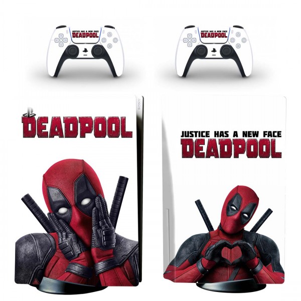 Виниловые наклейки на PS5 Disk Drive version и геймпад DualSense Deadpool Sony PlayStation 5 игровая консоль Skin (PV5053)