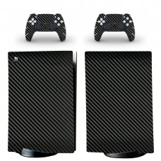 Виниловые наклейки на PS5 Digital Edition и геймпад DualSense Black Carbon Sony PlayStation 5 игровая консоль Skin (PV5012)