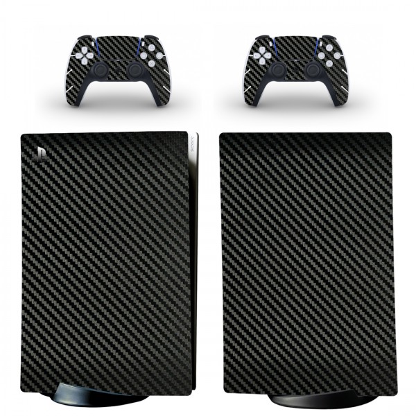Виниловые наклейки на PS5 Digital Edition и геймпад DualSense Black Carbon Sony PlayStation 5 игровая консоль Skin (PV5012)