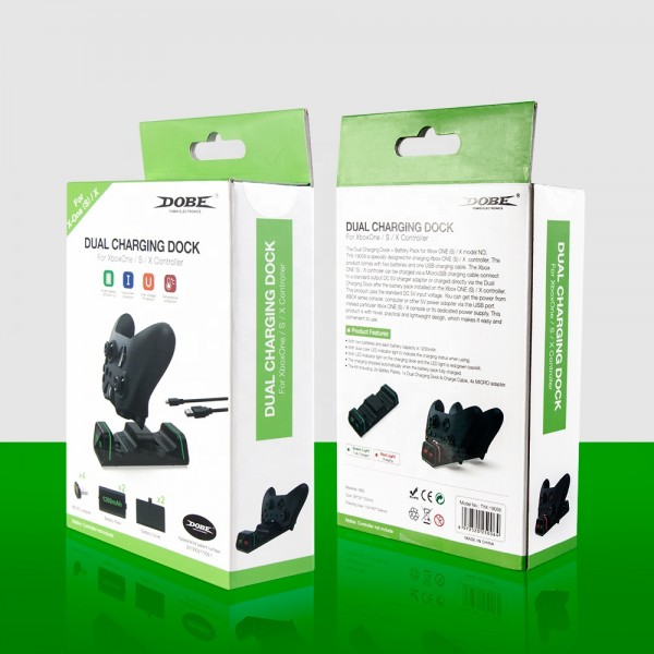 Двойная зарядная dock станция DOBE подставка для геймпадов Xbox One X / Xbox One S / Xbox One c LED индикаторами статуса зарядки