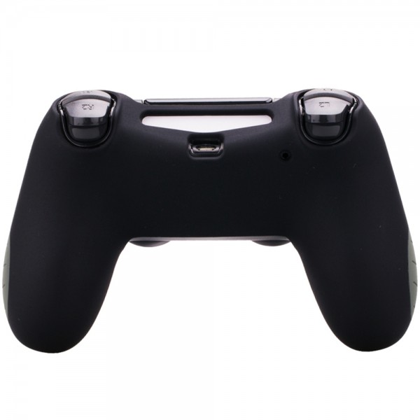 Силиконовый, защитный черный чехол для геймпада DUALSHOCK 4 Sony PlayStation PS4 Pro / PS4 Slim / PS4 Fat и две накладки на стики (thumb grips)