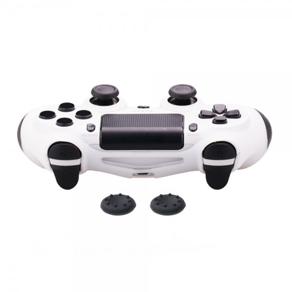 Силиконовый, защитный белый чехол для геймпада DUALSHOCK 4 Sony PlayStation PS4 Pro / PS4 Slim / PS4 Fat и две накладки на стики (thumb grips)