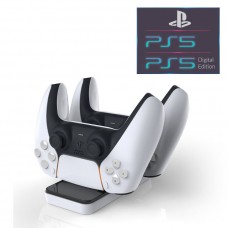 Двойная зарядная dock станция DOBE подставка для двух геймпадов DualSense PlayStation PS5 / PS5 Digital Edition
