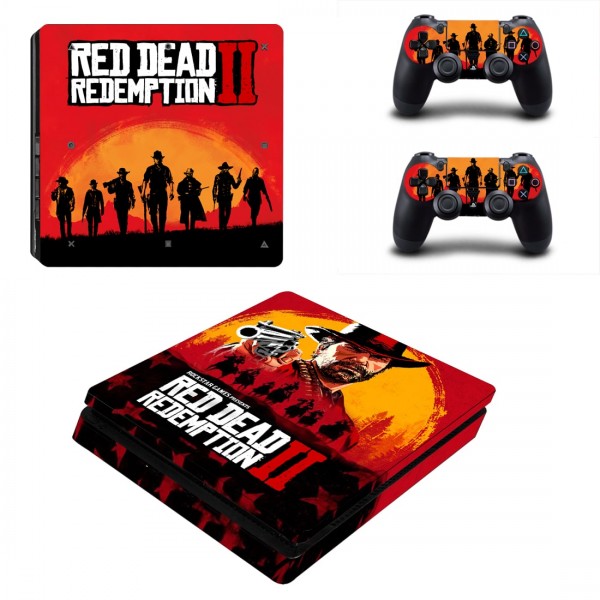 Виниловые наклейки на PS4 SLIM и Dualshock Read Dead Redemption 2 Sony PlayStation 4 Custom Skin Playsole Games (PG120)