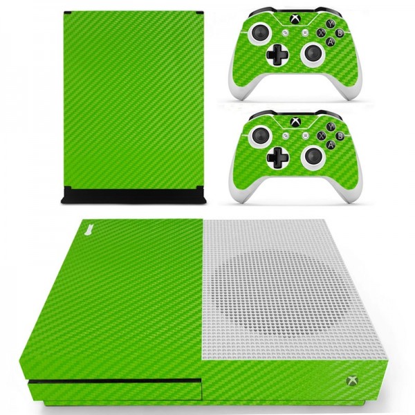 Виниловые наклейки на Xbox One S и Gamepad Green Carbon Custom Skin Playsole Games (PG408)