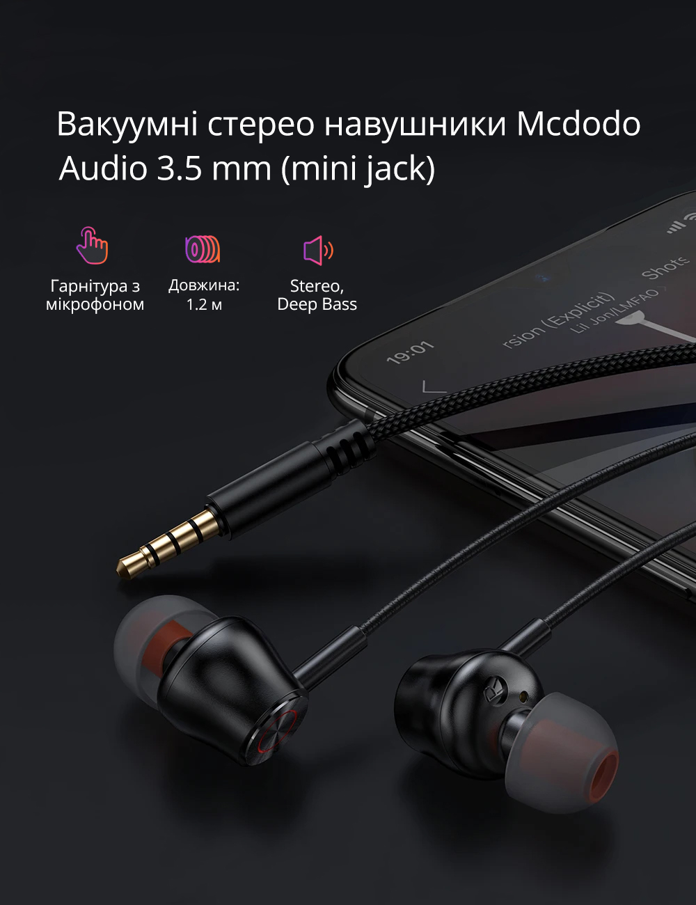 Mcdodo Audio 3.5 mm headphones features